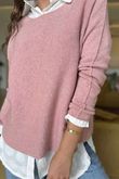 Made in Italy Conrad Body Skim Knit Jumper Rose Marl